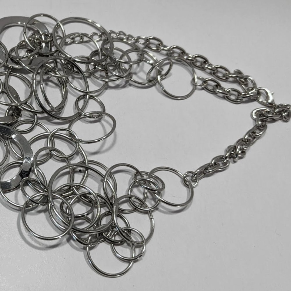 Geometric Multi Chain Statement Necklace Earrings - Picture 4 of 7